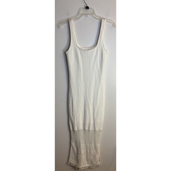 HOUSE OF HARLOW Cream Crochet Knit Long Maxi Tank Dress Women XS Boho Fringe NEW - Picture 1 of 14